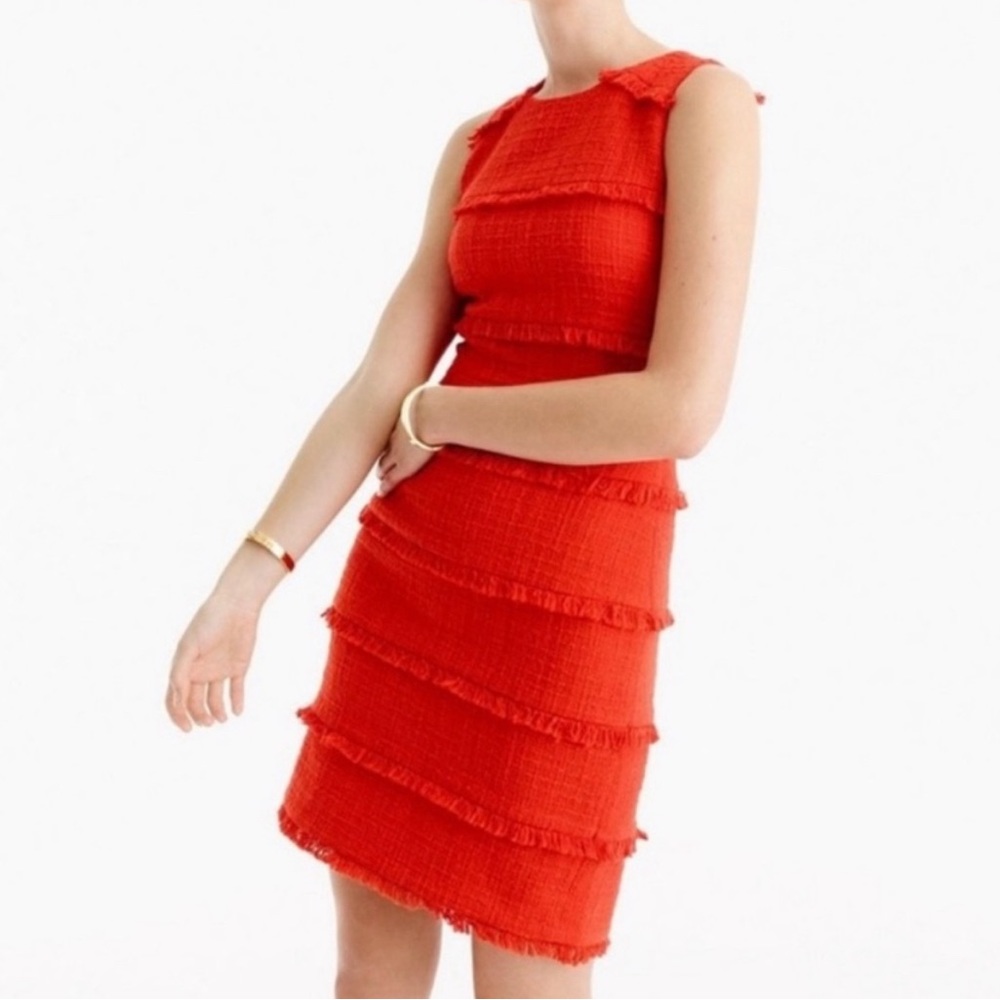 J. Crew Orange Coral Sleeveless zip up fringe dress size 2 NWOT